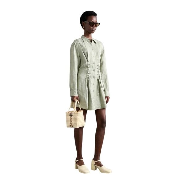The Kooples French Designer Fashion Light Green Button-Up Dress Size Medium FR 2 - Picture 1 of 13